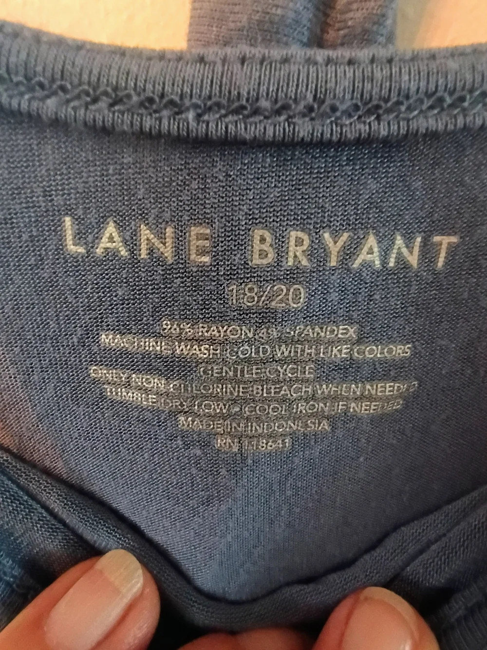 Lane Bryant 18/20 Slate Blue Long Sleeve Swing Top Open Tie Back Plus Size